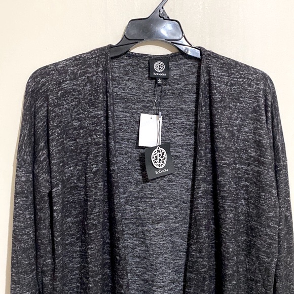 Bobeau Marled Hacci Open Cardigan Raven Black Mix Size L - Picture 4 of 12